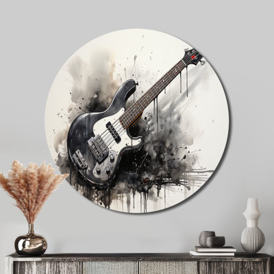 Vibations de guitare au charbon brun II - musique ronde, art en métal