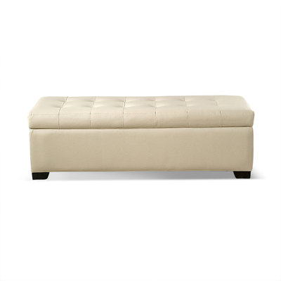 Beige Upholstered Polyester Storage Bedroom Bench With Entryway Bench
