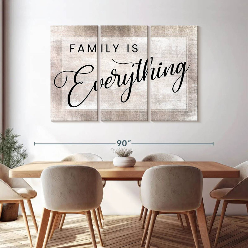 "Family And Home Typographie" Family Is Everything Quote, H 48 po x l 74 po x P 1,25 po
