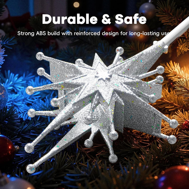 Décoration de sapin de Noël avec guirlande lumineuse argentée givrée à large diffusion