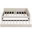 Grand lit plateforme tapissier avec port USB et lit gigogne simple, beige
