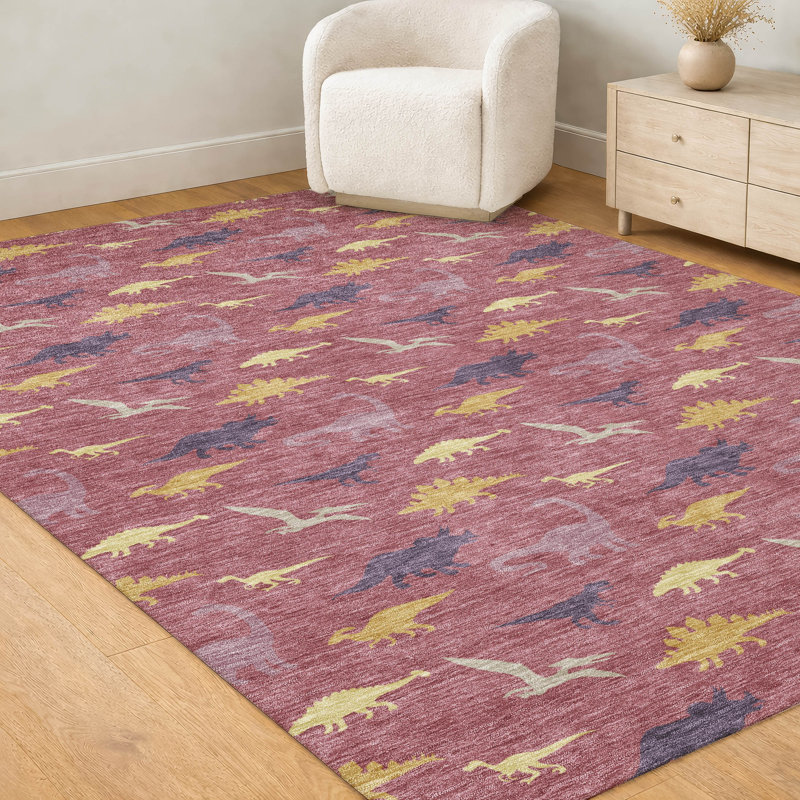 Tapis intérieur / extérieur lavable à la machine pour enfants ACN2622, Mauve, 10 pi x 14 pi