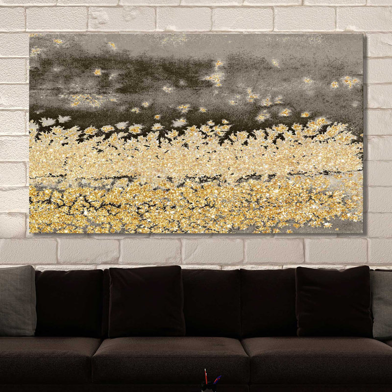 «Gold Winds Square II» par Lanie Loreth - reproduction d'art sur toile tendue, H 18 po x l 40 po x P 1 po