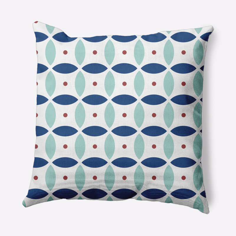 Coussin décoratif géométrique intérieur / extérieur, Bleu cobalt foncé / turquoise, 16 po x 16 po