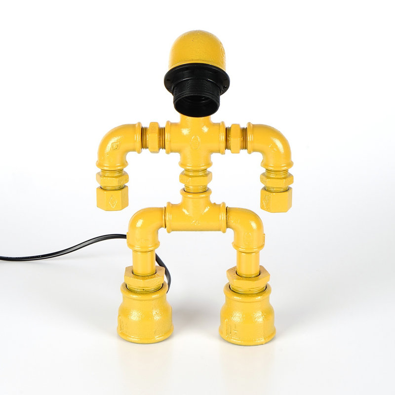 Lampe de table moderne jaune, 11,8 po x 7,9 po x 2,8 po | Coulée 100% métal, douille E27, câble de 5,9 pi avec interrupteur marche / arrêt | Surface essuyable, parfaite pour la décoration de chalet et de chalet, conception de couleur unie de fantaisie