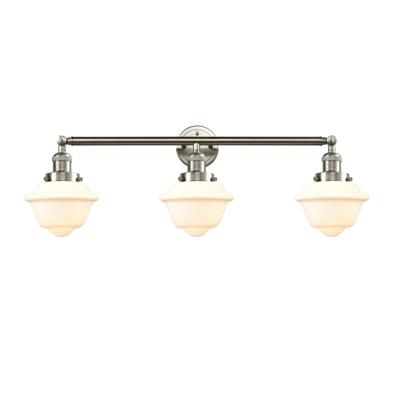 Éclairage de salle de bain 3 lumières à intensité variable Oxford, Blanc mat, Nickel satiné brossé