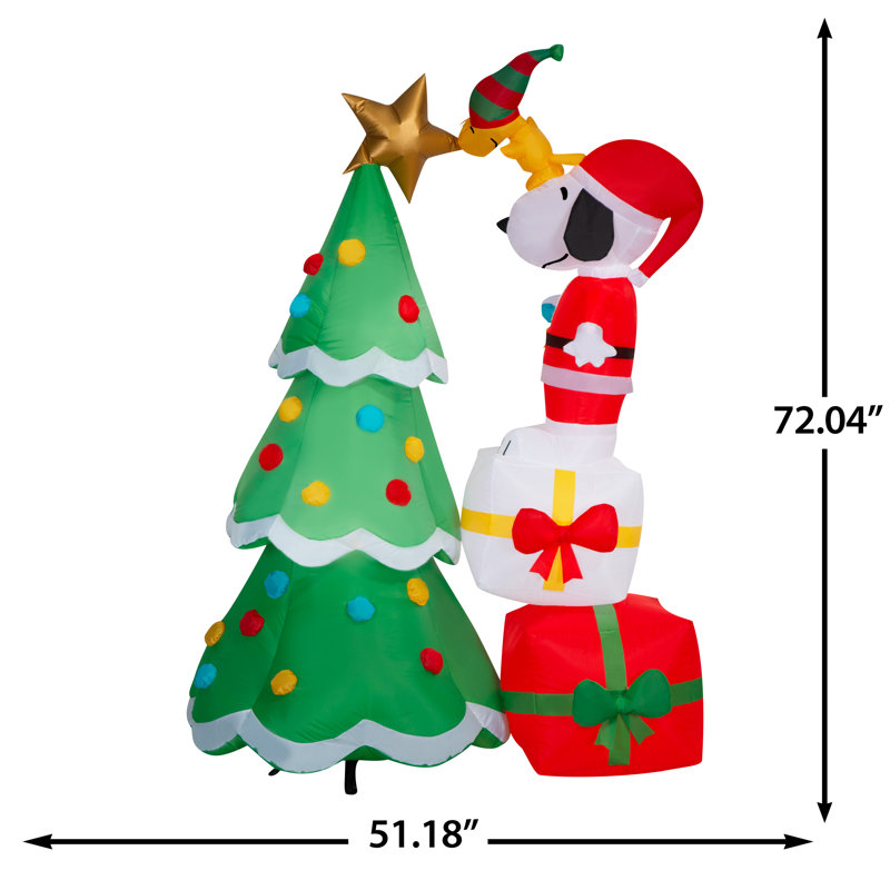 Lumière de Noël Airblown-Snoopy avec arbre de décoration Woodstock MD-Scène d'arachides