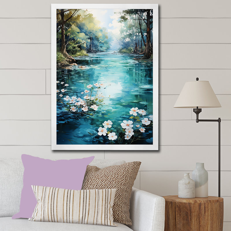 Romantiques sérénités florales II - impression, Cadre simple blanc, H 32 po x l 16 po x P 1 po