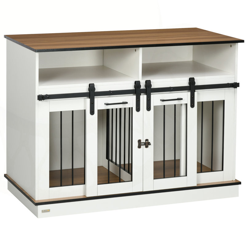 Versatile Dog Crate Furniture with Multiple Features for Different Sized Dogs, White
