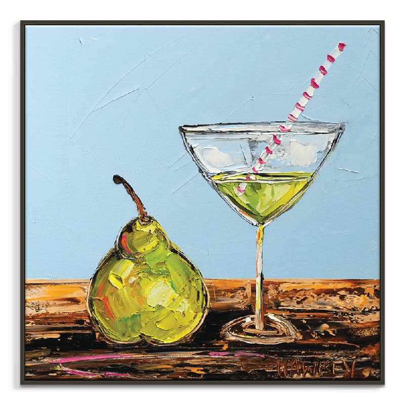 Peartini by Angela Hawkey - Painting, 102cm H x 102cm W x 5cm D, Black Framed