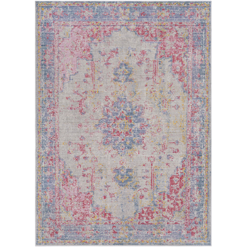 Tapis oriental rose / bleu Romina, Rectangle 2 pi x 3 pi