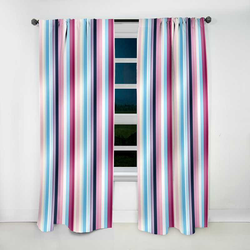 Vibrant mauve rayé motif harmonie - rideau obscurcissant rayé - 1 panneaux, L 52 po x L 95 po
