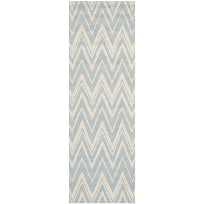Sanyla Hand Tufted Wool Chevron Rug, Runner 2'6" x 10'