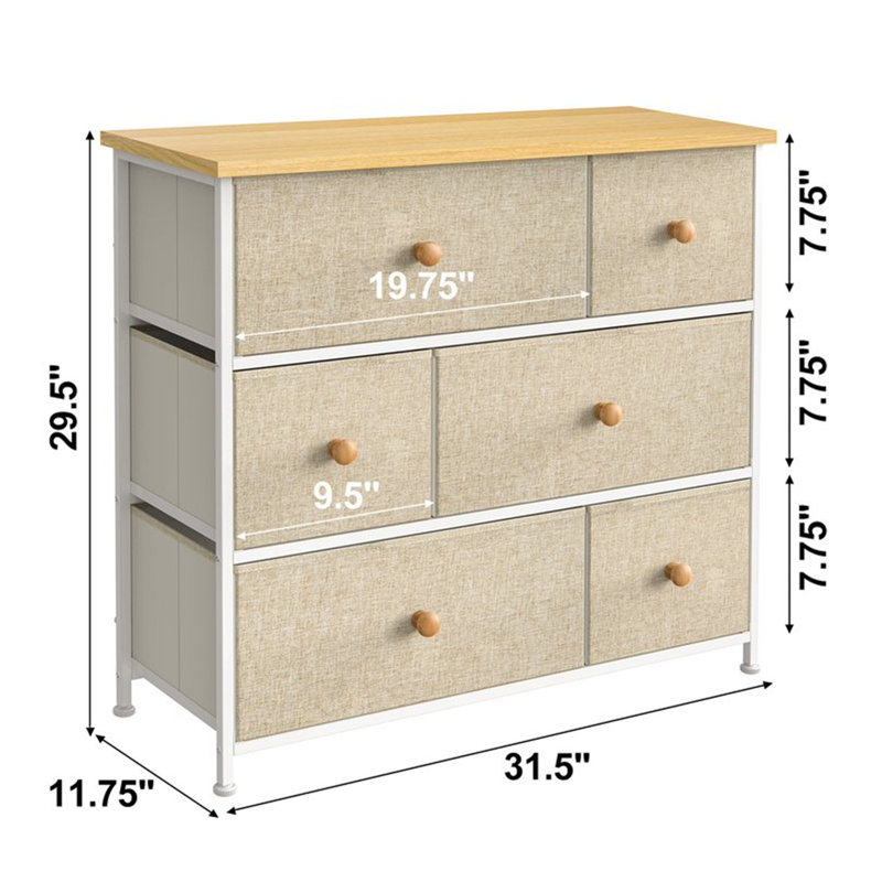 Commode 6 tiroirs Swampscott, Taupe