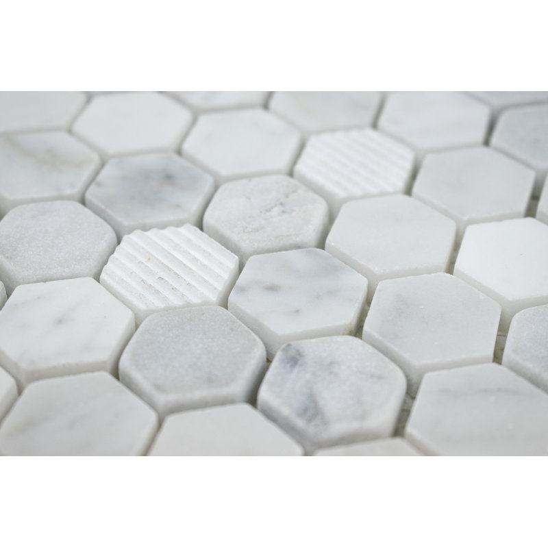 1" x 1" Marble Honeycomb Mosaic Tile, Carrara