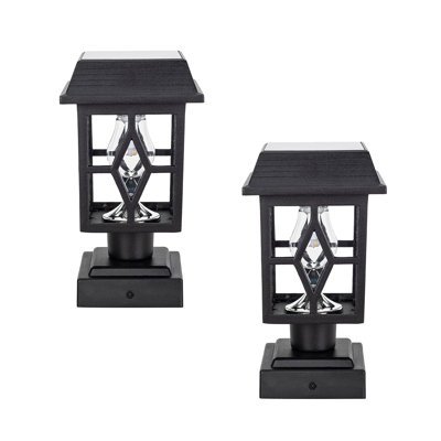  Black 2 -Light 9" H Solar Powered and Pier Mount Light