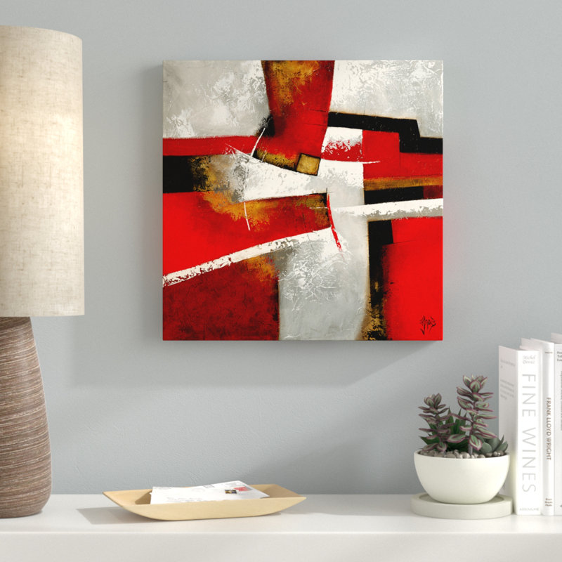 « graphique i », reproduction de peinture à l’acrylique sur toile tendue, H 12 po x l 12 po x P 1,5 po