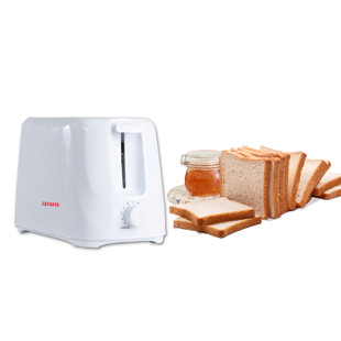 Grille-pain 2 tranches avec fentes larges, 6 réglages de brunissement et plateau à miettes, blanc