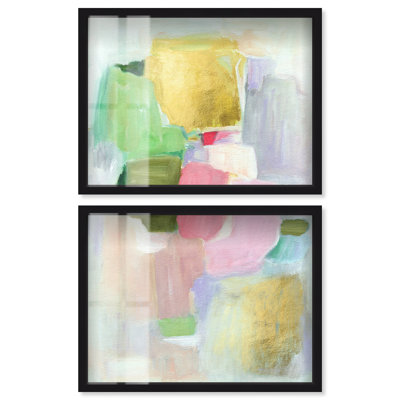 Lumière entre nous I - Ira Comleva, impression grand format abstraite en deux parties sous cadre noir, par Art Remedy, 44 x 33 cm