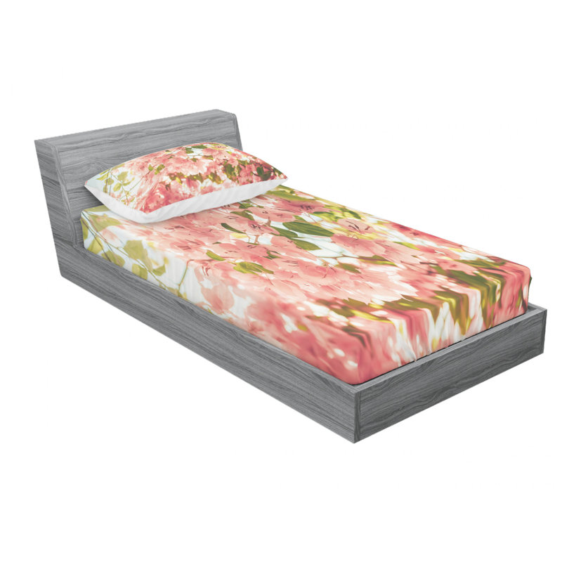 Microfiber Floral Sheet Set, Twin Sheet Set with Fitted Sheet