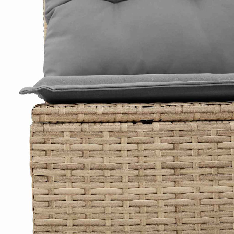Poly Rattan Outdoor Bench, Grey, Beige