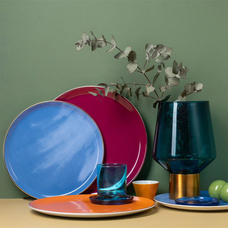 Morocco Flat Plate, Green, 32 Cm, Fuchsia