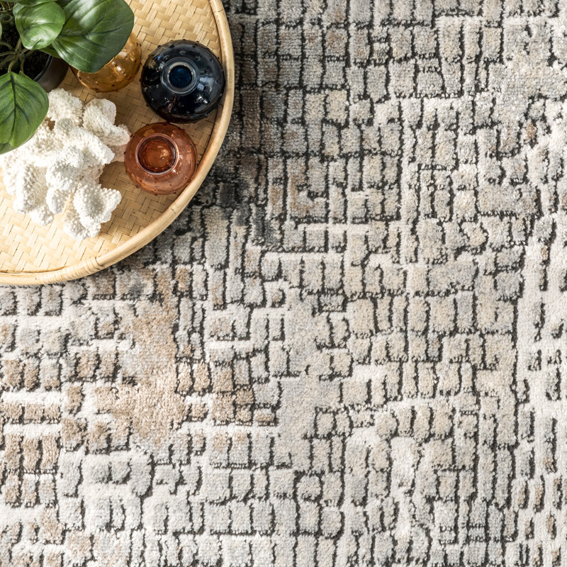 Tara Contemporary Abstract Tile Area Rug, Rectangle 5'3" x 7'7"