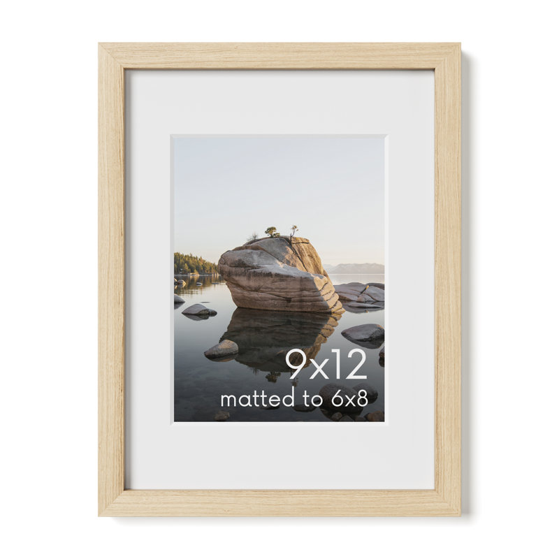 Cadre photo en bois massif avec verre, Beige, L 9 po x H 12 po