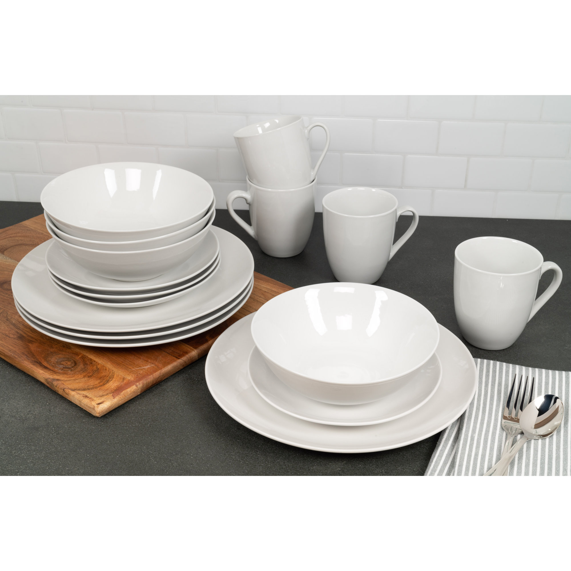 Tillman Ceramic Dinnerware Set, White