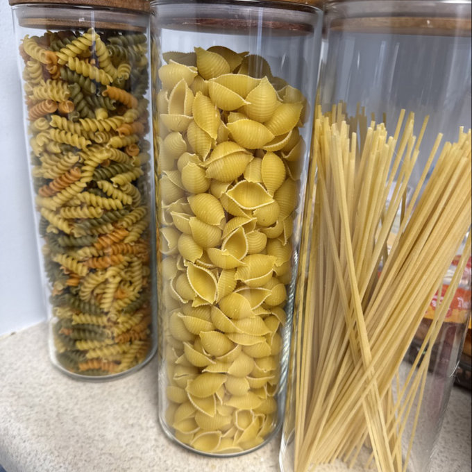 Holden Stackable Glass Storage Canister Set with Wood Lids (Set of 3)