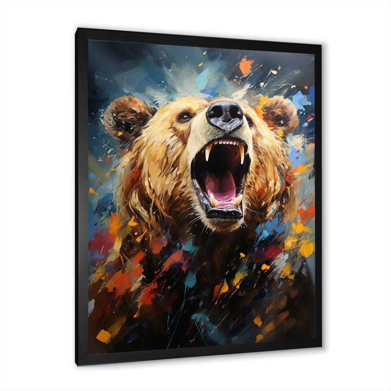 «Expressionist Grizzly Bear», impression sur toile, H 32 po x l 24 po x P 1 po, Cadre photo noir