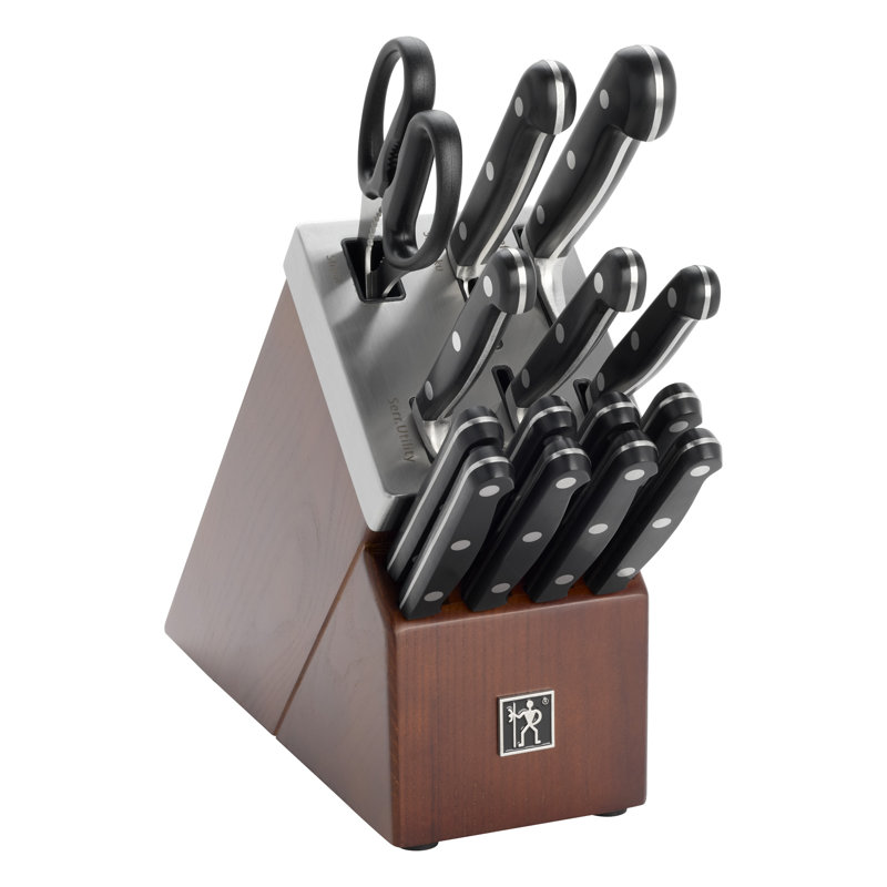 Henckels Classic Precision 15-Pc Self-Sharpening Knife Block Set, Brown Knife Block, Brown