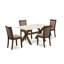 Cet ensemble de salle à manger 5 pièces comprend une table de salle à manger rectangulaire avec des pieds en X et 4 chaises Parson rembourrées en lin café, patiné Jacobean-948948761