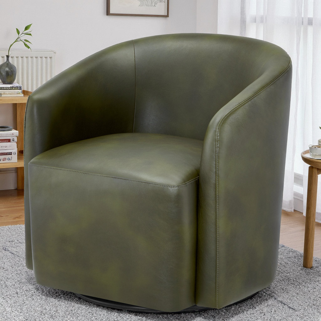 Armino Swivel Barrel Chair, Green