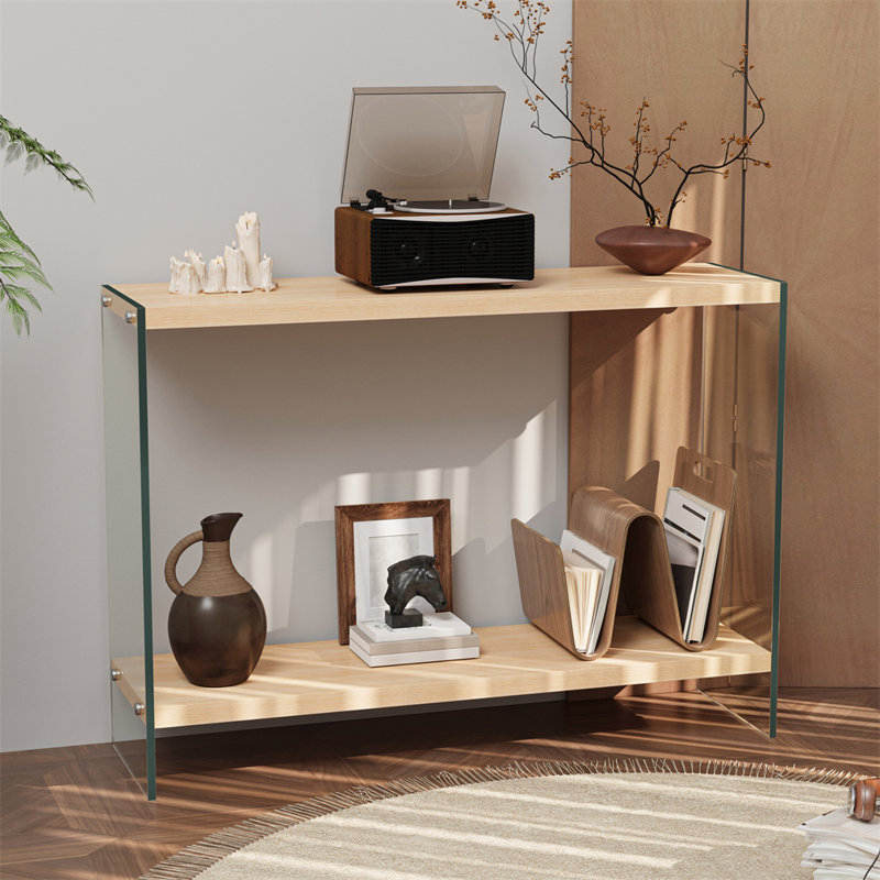 Rectangular Console Table Console Entryway Table Tempered Glass Frame For Living Room, Foyers: 100Cm