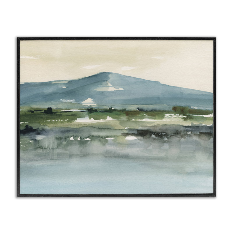 «Blue Mountain Watercolor», estampe numérique par Ethan Harper, H 24 po x l 30 po, Giclée encadrée noir minuit