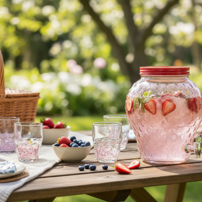 Marlee Glass Strawberry Shape Drink Dispenser