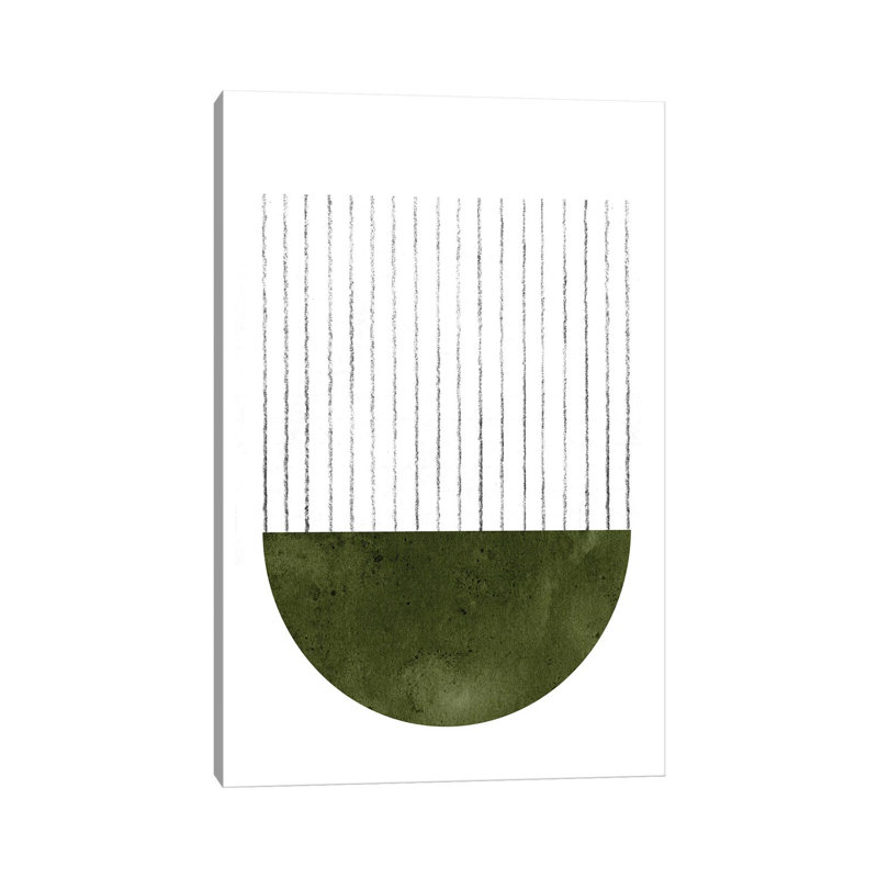 Geometric Dark Green Art by Whales Way - Print on Canvas, 66.04cm H x 45.72cm W x 3.81cm D, Wrapped Canvas