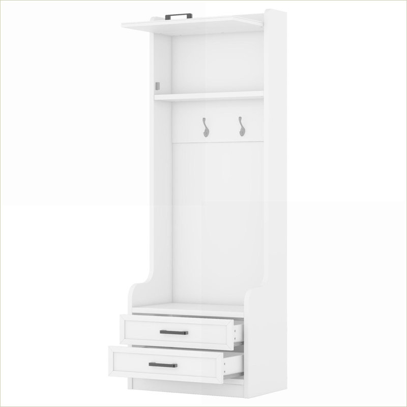 4-in-1 Detachable Snow White Hall Tree, Multi-Functional Coat Rack with Storage Drawers, Cabinet and Shoe Bench for Entryway