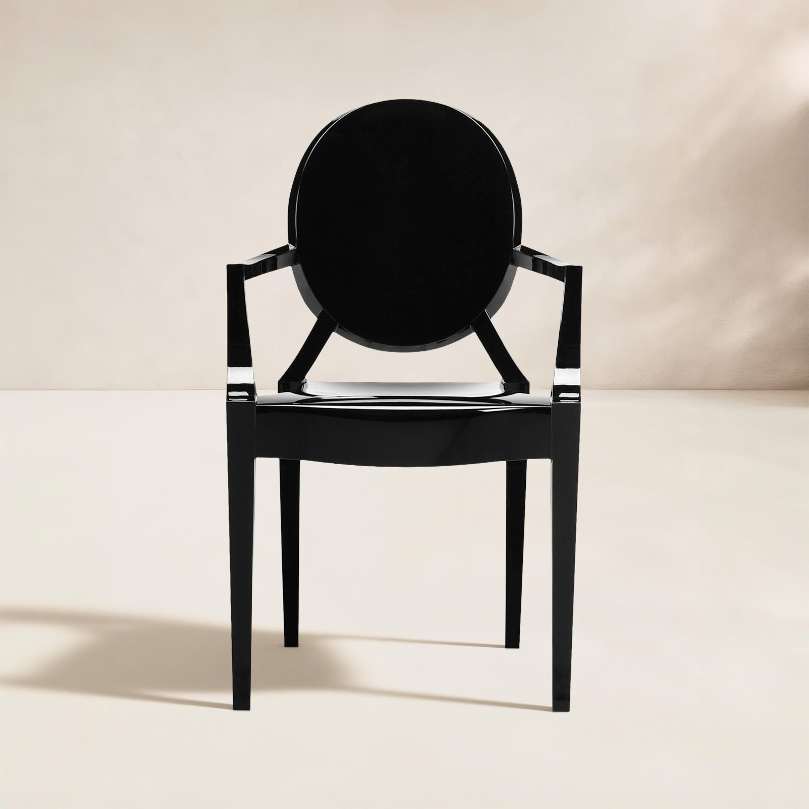 Louis Ghost Stackable Patio Armchair, Glossy Black