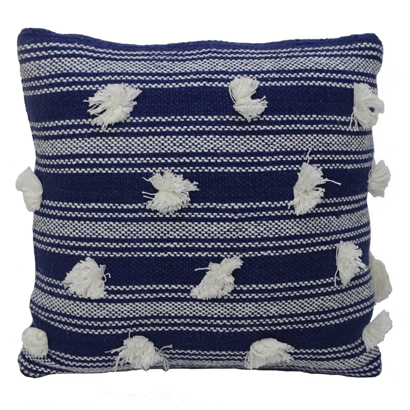 Pom-poms Cotton Blend Throw Pillow