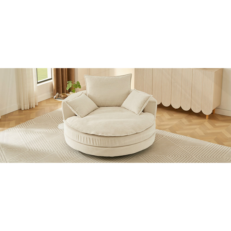 Fauteuil demi-tonneau pivotant, Beige