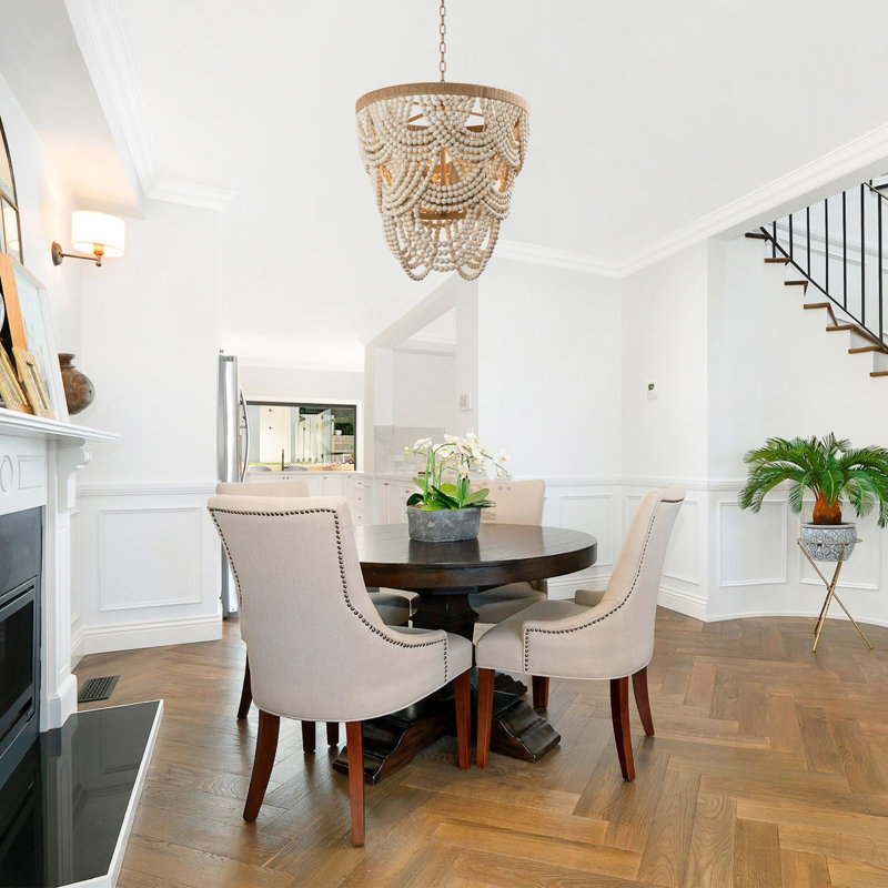 Amari 19.7" 4 - Light Dimmable Unique Empire Chandelier with Beaded Accents, Beige