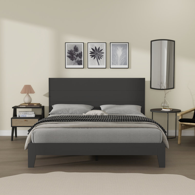 Allyannah Levison Platform Bed With Headboard, Queen, Graphite Gray