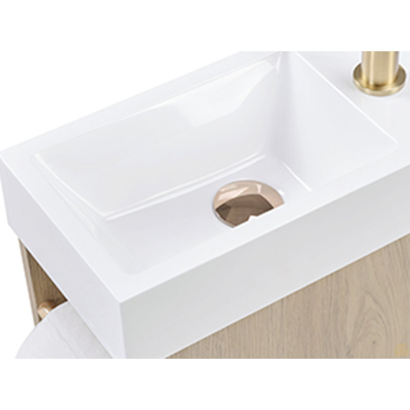 16 Inch Bathroom Vanity Sink Combo, Natural Ash