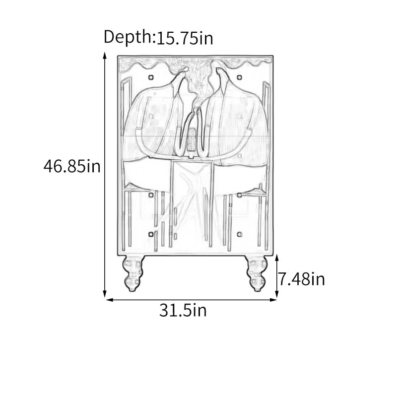 Armoire décorative en noyer avec tiroirs multicouches