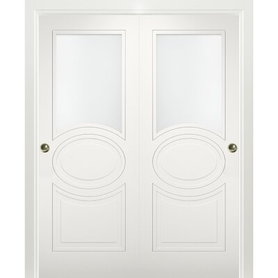 Mela Frosted Glass Sliding Closet White Doors -  VDomDoors, MELA7012DBD-WS-48