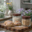 Fluted Glass Canister, Wood Lid-121607809