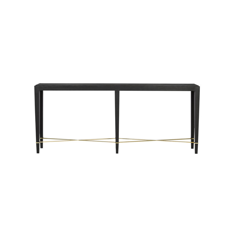 Verona 76'' W Solid Wood Console Table, Black Lacquered Linen