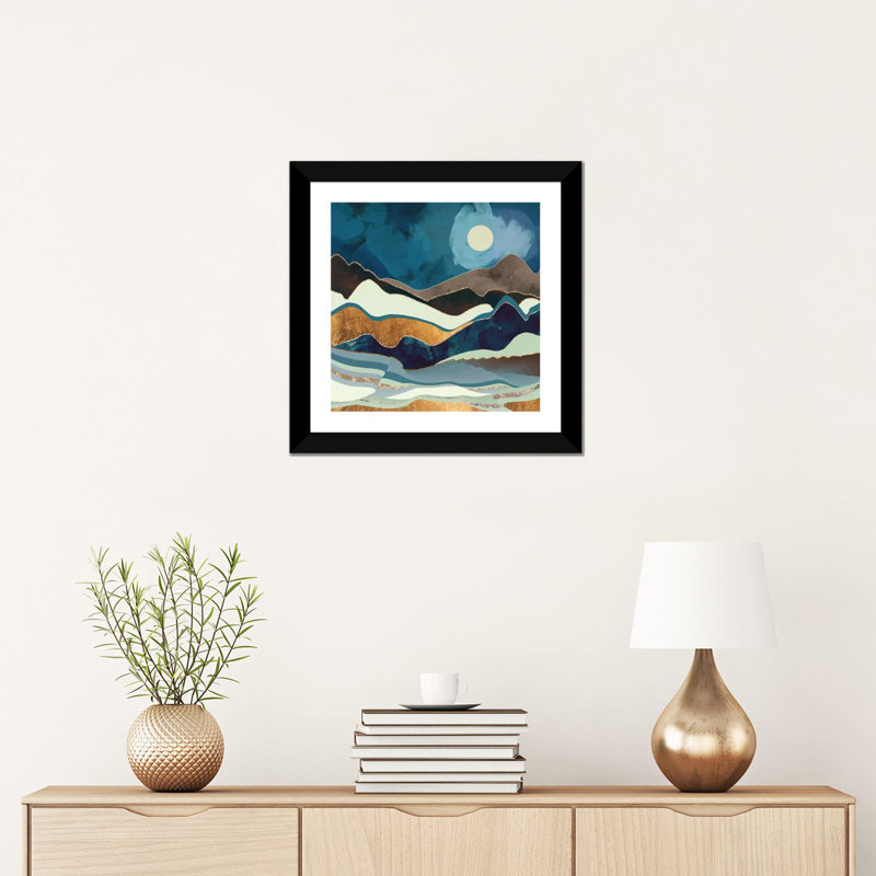 «Autumn Hills», reproduction d'impression, H 16 po x l 16 po x p 1 po, Papier encadré noir, Blanc